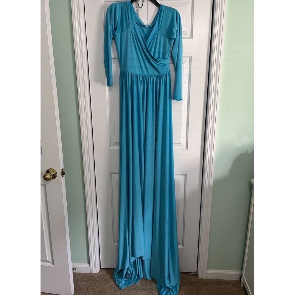 Saslax Maternity Half Circle Gown Baby Shower Photo Props‎ Dress Pregnancy Blue